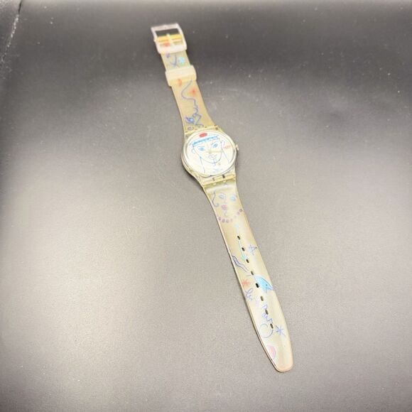 Swatch AMORE Quartz Swiss Made Clear Plastic Analog Wristwatch w/ Box Papers main image 4